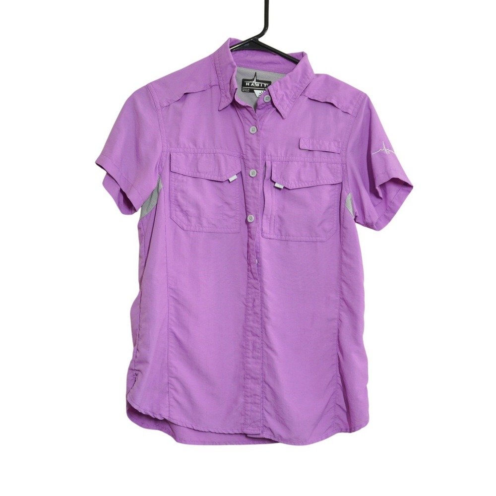 Habit Women's Size Small Fishing Shirt Purple Solar Factor UPF 30 Short Sleeve